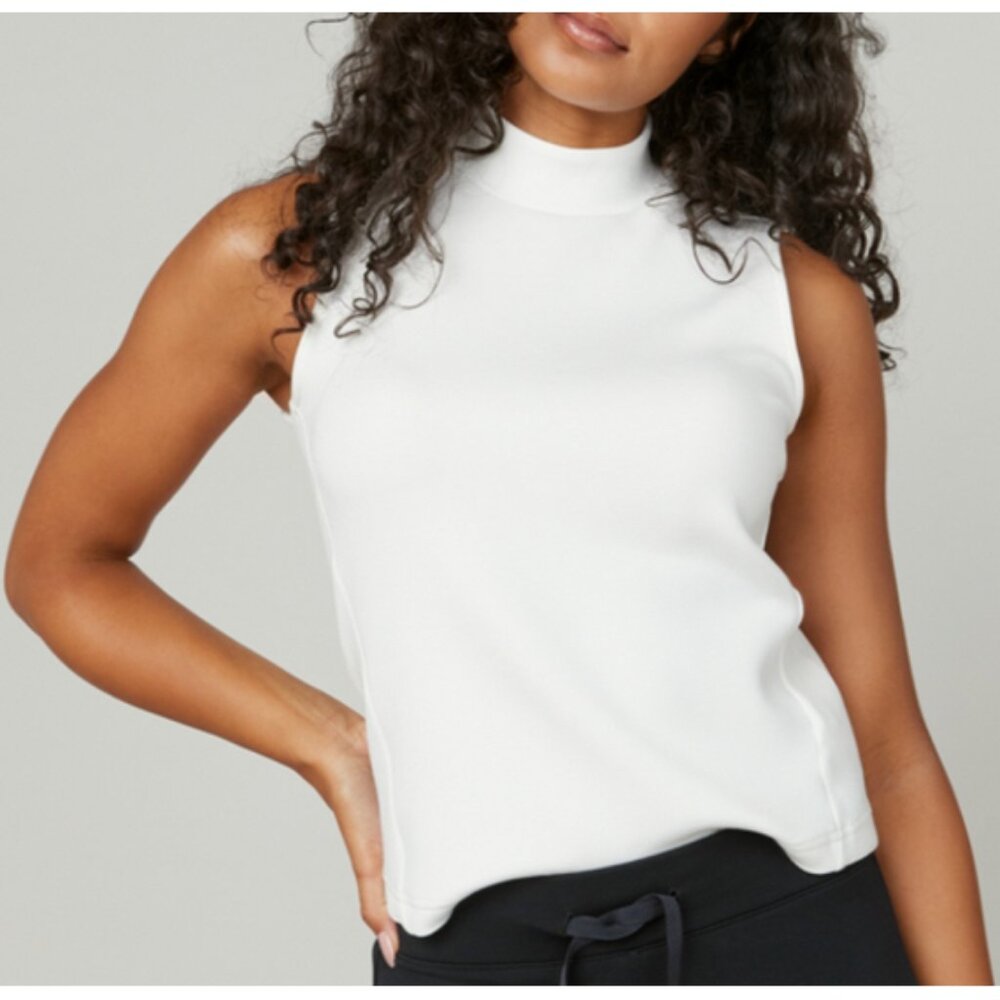Spanx AirEssentials Sleeveless Mock Neck Top Powder Ivory Cream Soft Tank Blouse